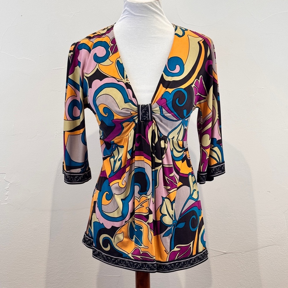 Hale Bob Multicolor Abstract Blouse